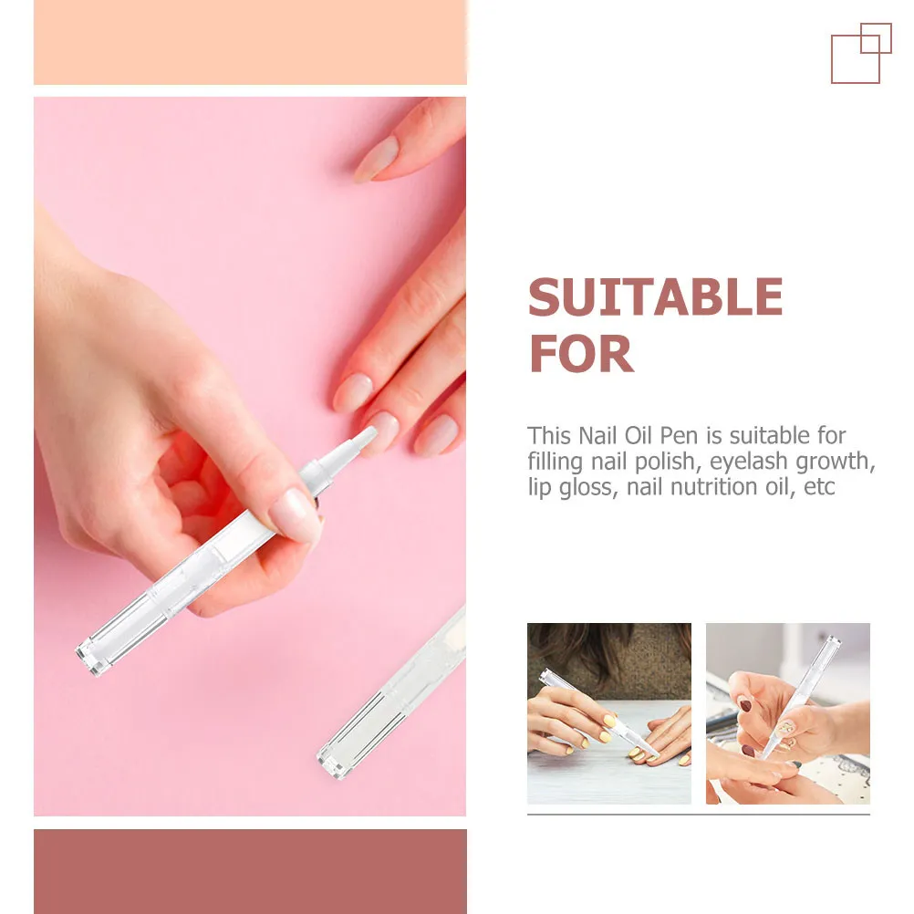 12Pcs Nail Nutrition Oil Pen Empty Transparent Twist Brush Applicator Lip Gloss Tube Refillable Container Nail Care