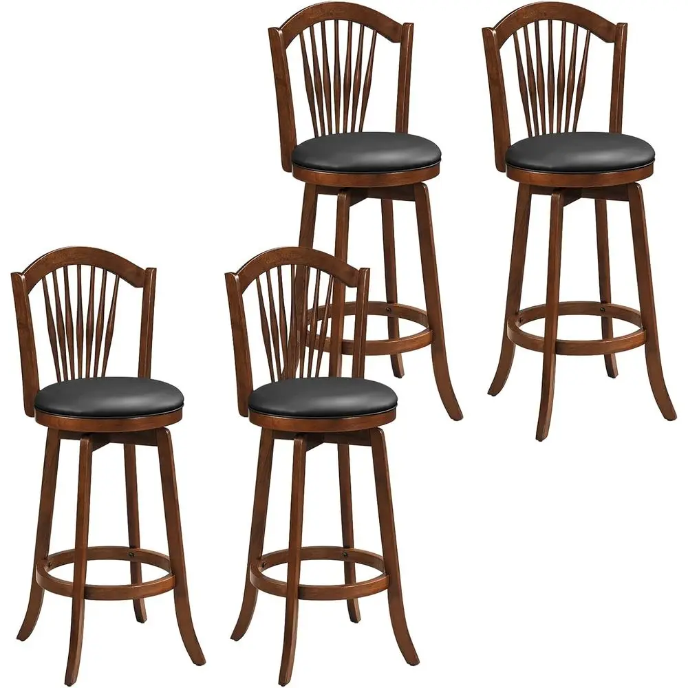 

Set of 4, 31 High Backrest Bar Stools with Upholstered Seats for Kitchen Island & Dining Room