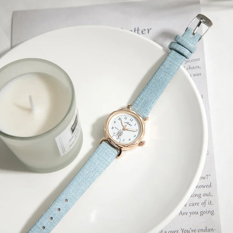 Cute Rabbit Pattern Children's Watch Multicolor Quartz Movement Thin Strap Small Dial Girls' Heart Watch Girls' Birthday Gift
