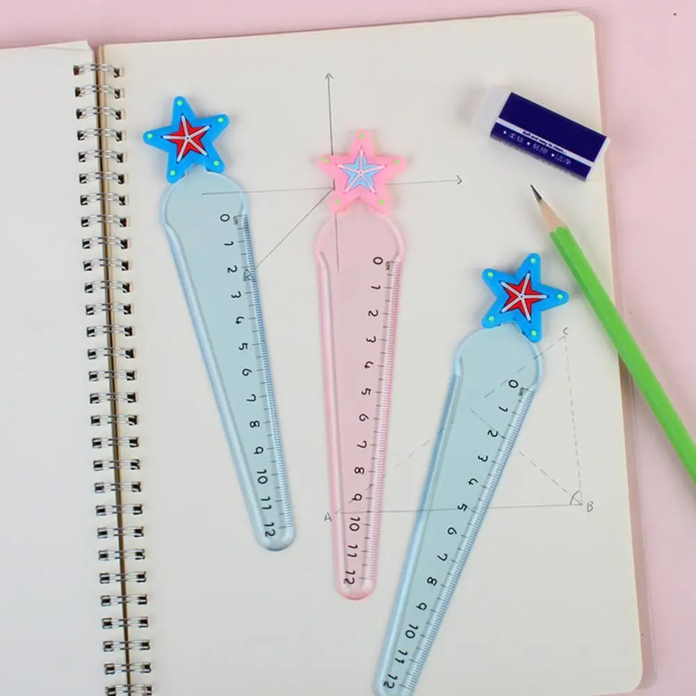 2Pcs  Rulers Modern Funny Cartoon Kids Straight Rulers Anti-fade Non-slip Straight Rulers