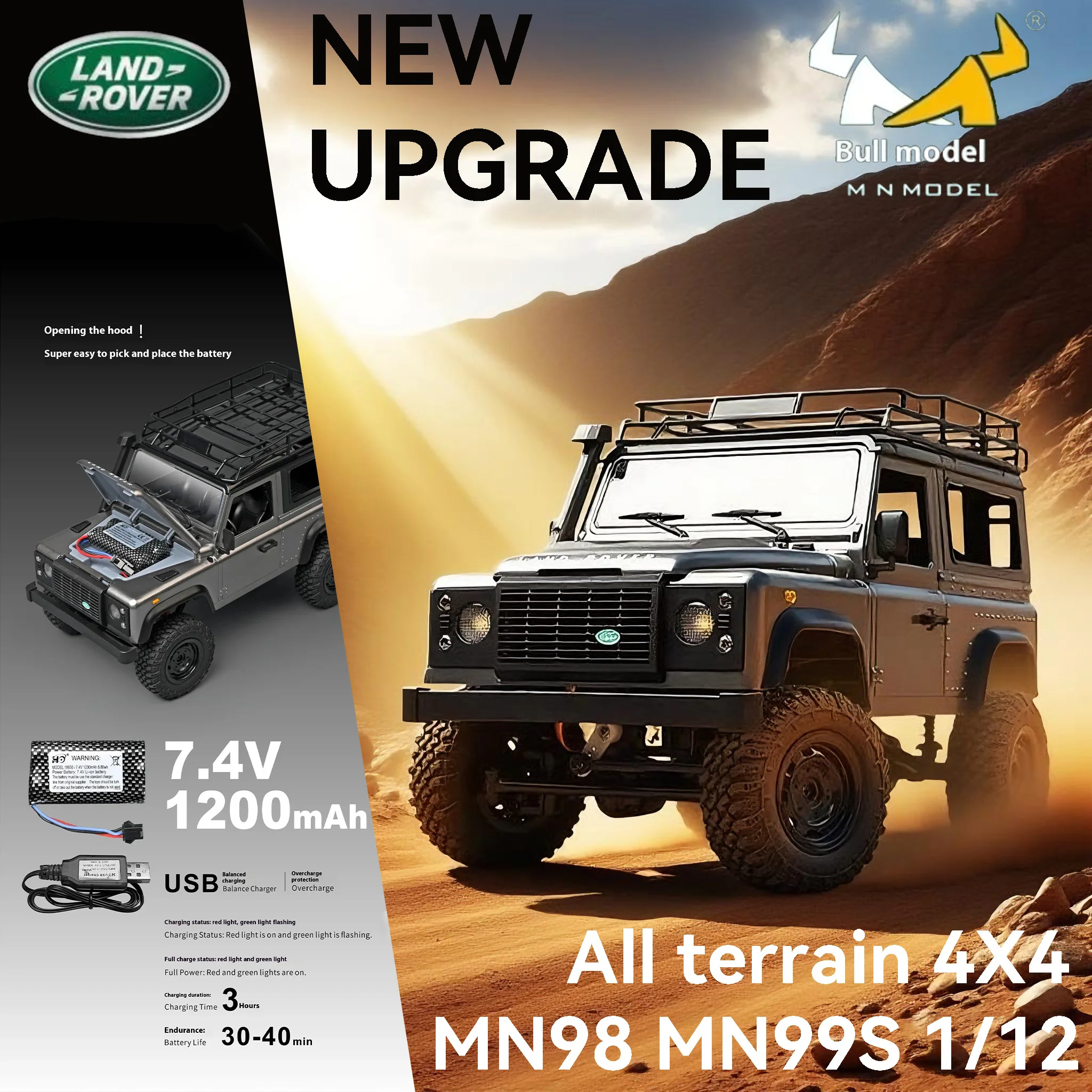 Camión de control remoto para juguetes de niño, versión mejorada, chasis de coche de escalada 4WD, camión de control remoto, nuevo, MN99S, MN98, 1/12, 2.o