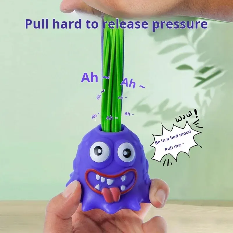 1pc Hair Pulling Toy Pulling Hair Will Make A Little Monster Relieve Stress Scream And Vent Toy No Battery