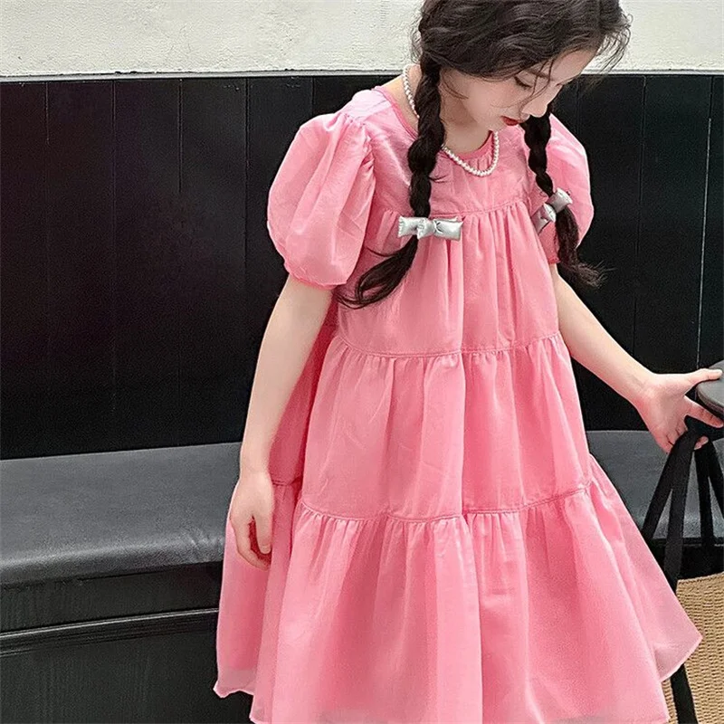 

Girl Dress Kids Party Birthday Evening Gown Cotton 2024 In Stock Spring Summer Performance Flower Girl Dress Children Clothing