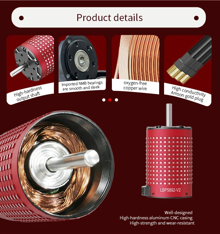 Leopard V2-LBP4275 V2-LBP4282 V2-LBP5892 V2-LBP58113 Inrunner Brushless Motor for 1/8 1/10 Buggy RC Car Boat EDF 3-8S High Torqu
