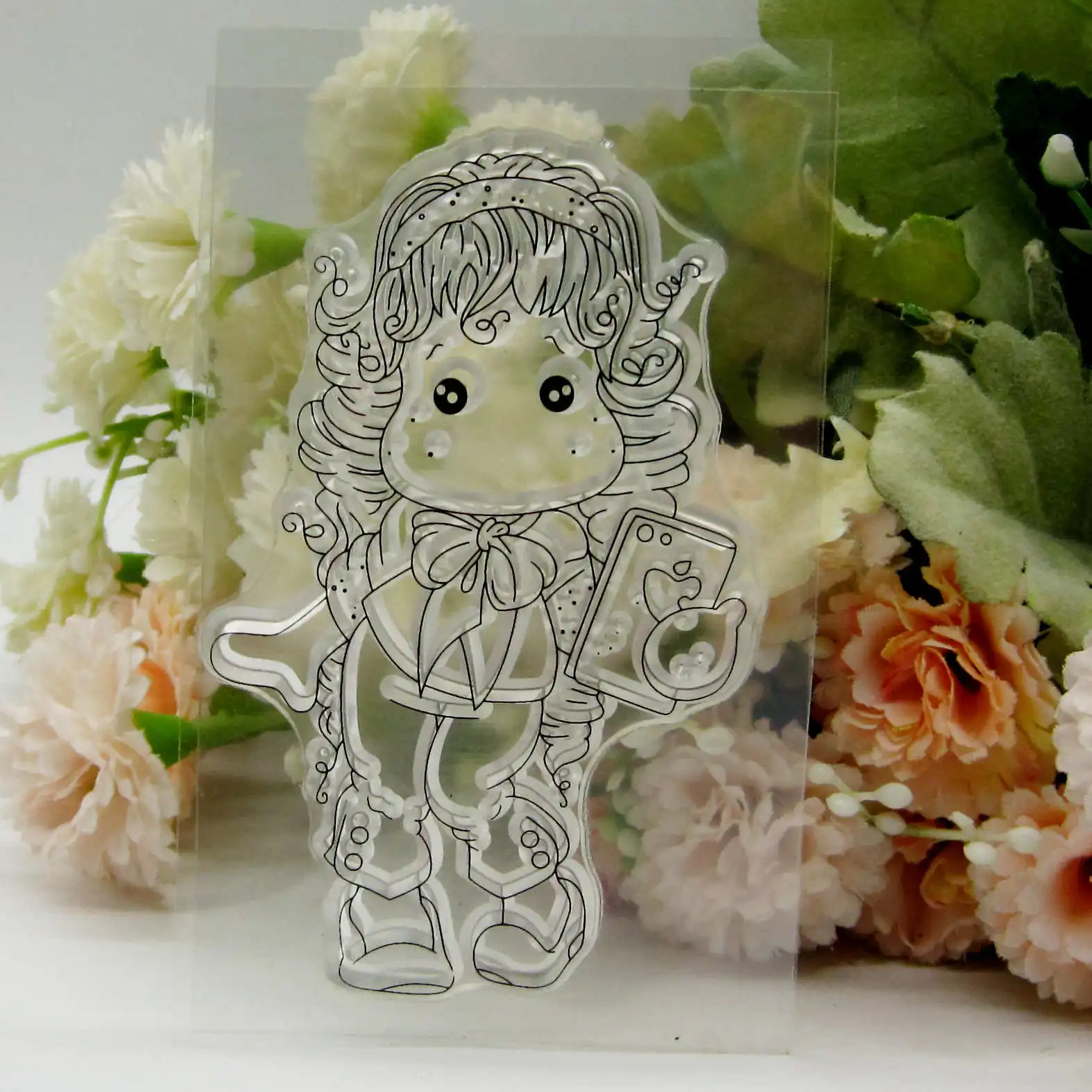 Cartoon Magnolia Girl Transparent Stamps, Metal Cutting Dies, Stencil DIY Scrapbooking, Paper Cards Making, Decorative Crafts