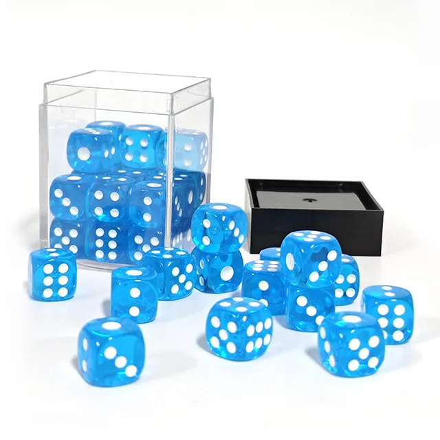 36Pcs/set Acrylic 12MM D6 Dot Dice Multi-Color Transparent Round Corner Games Dice for Bar KTV Club Gambling Drinking Games Dice