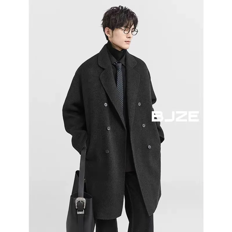 

Wool Blend Coats Winter Vintage Mans Color-Blocking Contrasting Panels Sections Areas Zones Divisions Parts Compartments Fashion