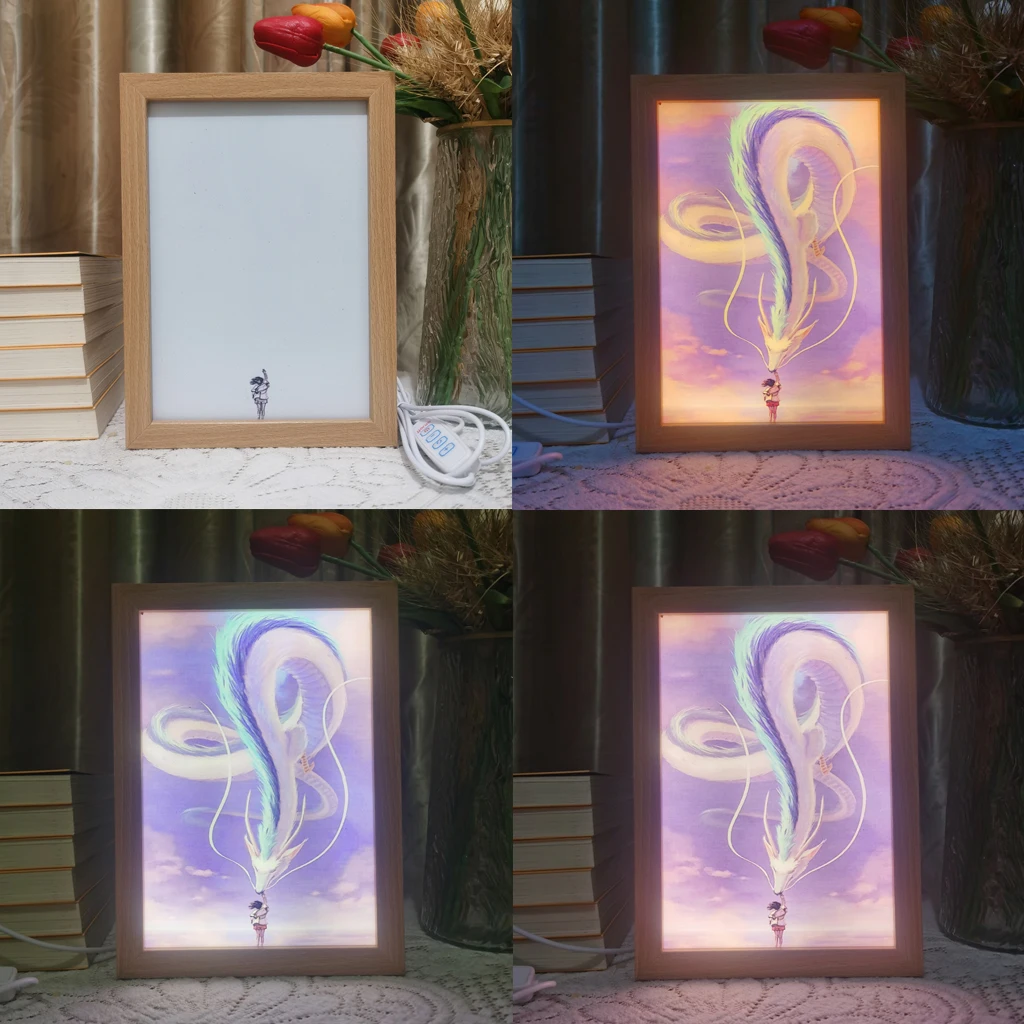 New VALORANT Anime Led Photo Frame Lamp Zoro Genshin Impact Art Painting Design Night Light Home Deco Kid Room Gift Demon Slayer