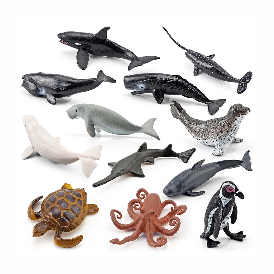 

12 PCS Realistic Sea Life Animals Model Figures Toys Dolphin Whale Shark Educational Science Project Cake Topper For Kids