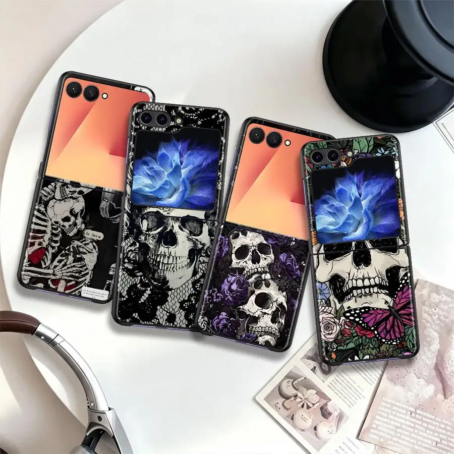 Case for Samsung Galaxy Z Flip 8 Z Flip4 Z Flip6 Z Flip 7 6 5 4 ZFlip8 ZFlip7 FE Z Flip5 Phone Shell Skull Graffiti