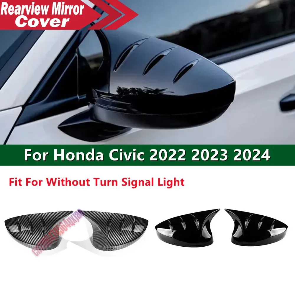 For Honda Civic 11th 2022-2024 ABS Car Rearview Side Mirror Cover Wing Cap Exterior Door Housing Trim Adhesive Sticker