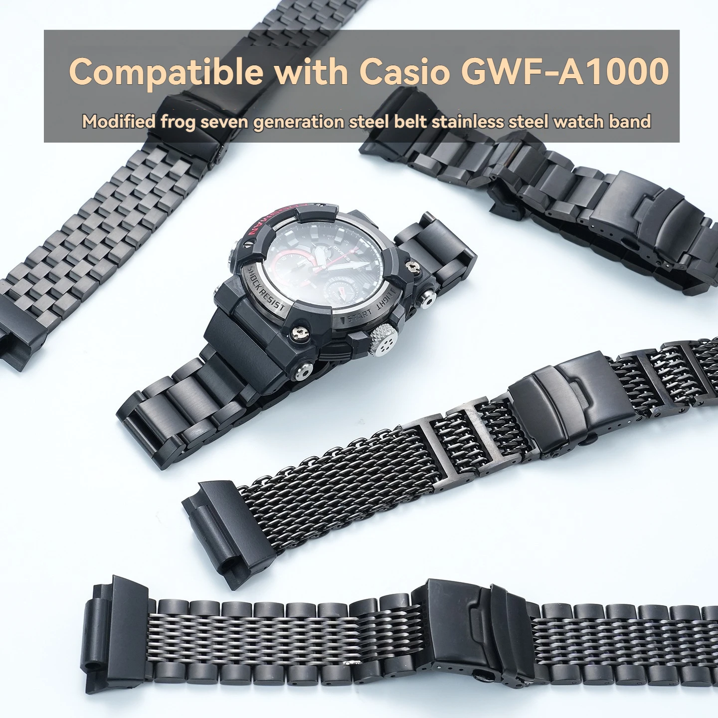 For Casio 5623 Movement 7th Generation G-Shock GWF-A1000 Solid Stainless Steel Bracelet—Men's Upgraded Metal Strap