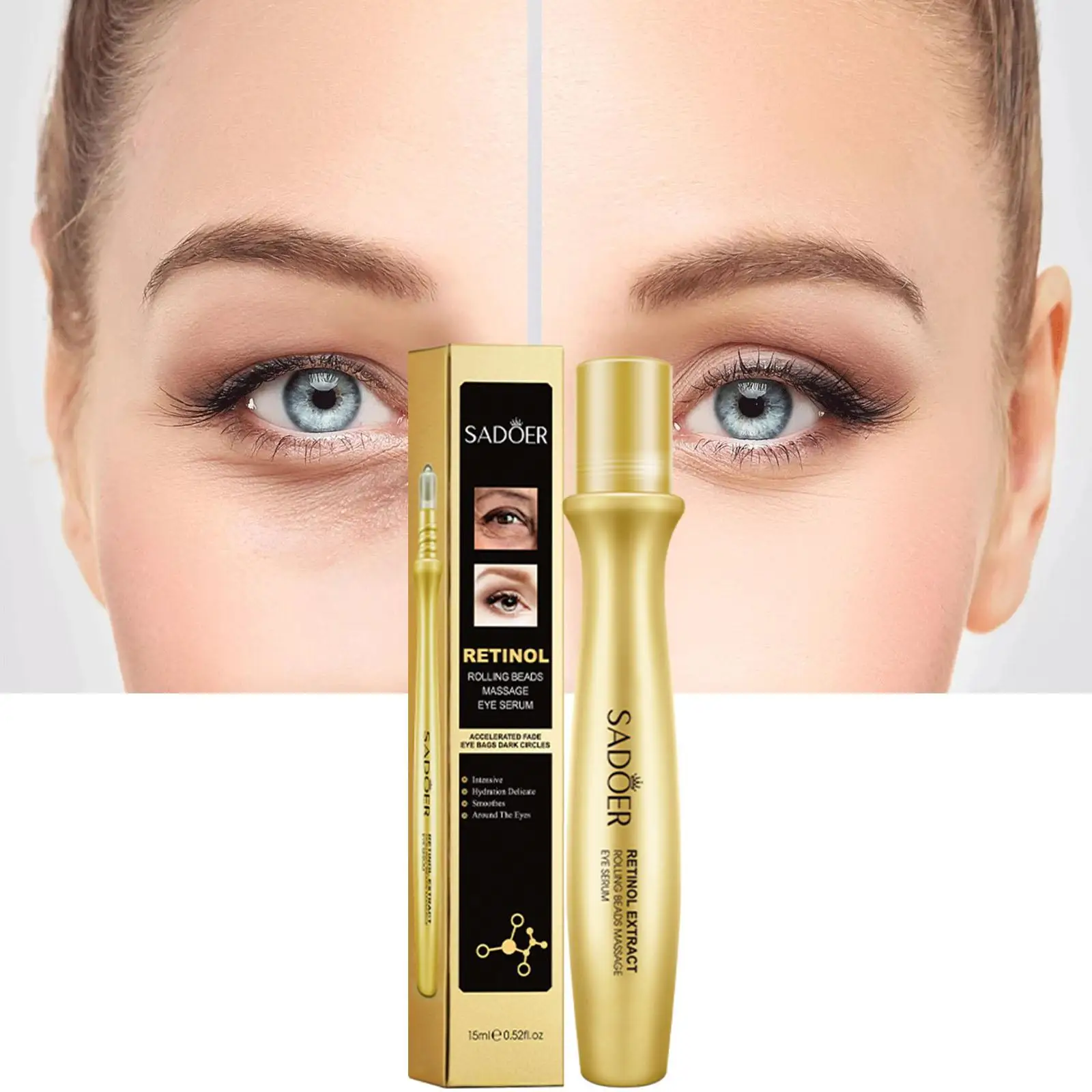 SADOER Retinol Eye Cream Firming Massage Eyes Serum Anti Dark Circles Remove Eye Bags Puffiness Firming Eyes Skin Care