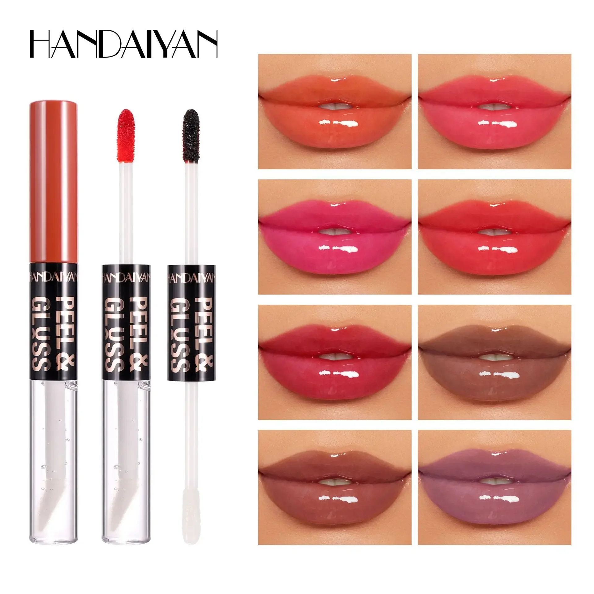HANDAIYAN Peel-Off Lip Gloss Copo Antiaderente À Prova D 'Água Hidratar 2-em-1 Peel-Off Matte Lip Stain Transparente Espelho Lip Oil