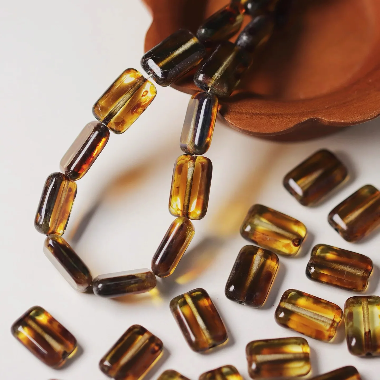 15pcs  12*8mm Handmade glass beads DIY necklace, bracelet, earrings, hair accessories, keychains.