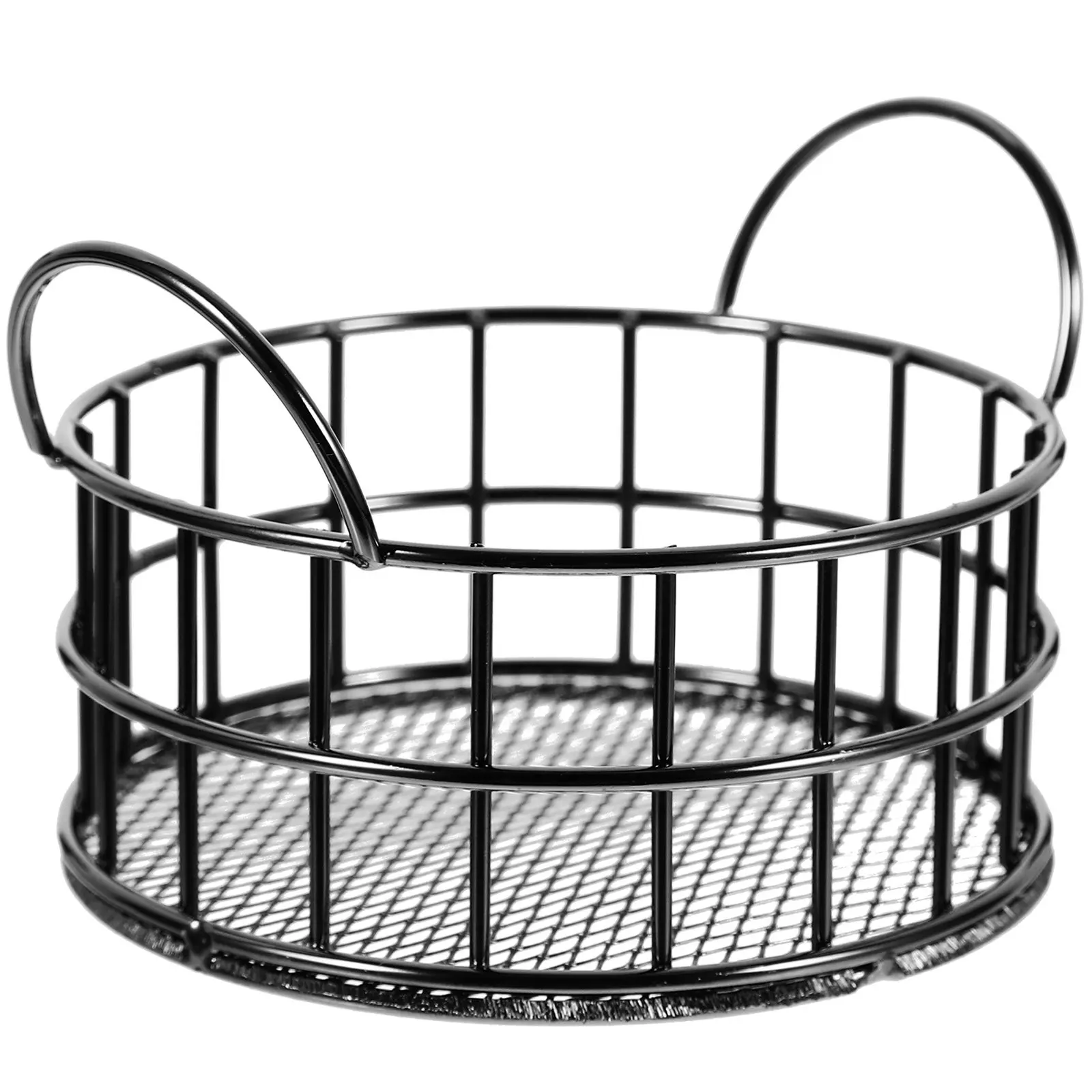 Round Iron Storage Basket with Mesh Design for Home Office Desk Fruit Snacks Sundries Organizer Metal Wire Basket