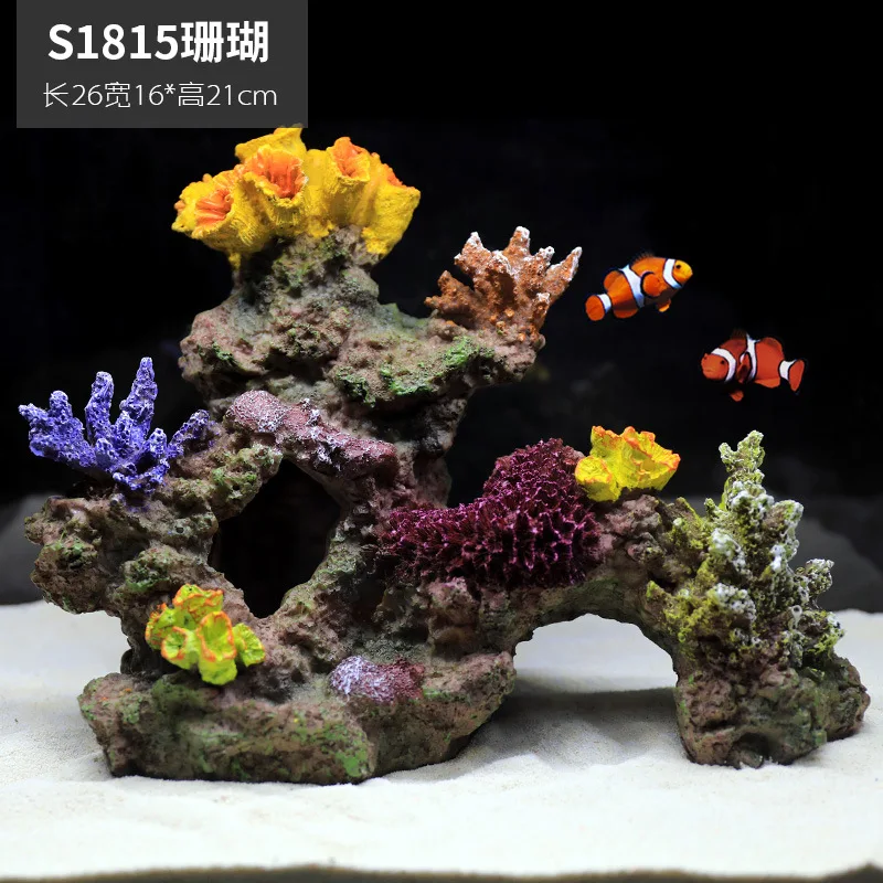 Complete Aquarium Coral Reef Decor Kit Simulation Fake Coral Rock Cave Hideout Ornament Set Fish Tank Decoration