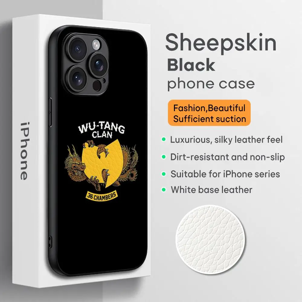 Cool Wu-tangES Fashion design Phone Case For iPhone 16 15 14 13 12 11 Plus Pro Max High-end Luxury Black hard case Sheepskin