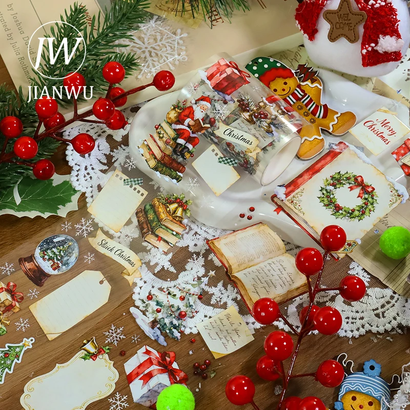 JIANWU 70 مللي متر * 200 سنتيمتر خمر عيد الميلاد جرس الثلج صفحات المشهد المواد الكولاج سجل القصاصات PET الشريط الإبداعية مجلة القرطاسية #3