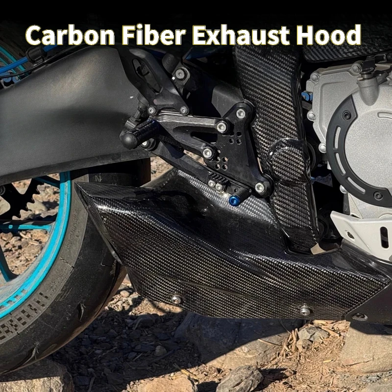 for CFMOTO 675SR 675SS 675NK Modification Carbon Fiber Exhaust Hood, Anti-scald Protective Cover, Exhaust Heat Insulation Cover