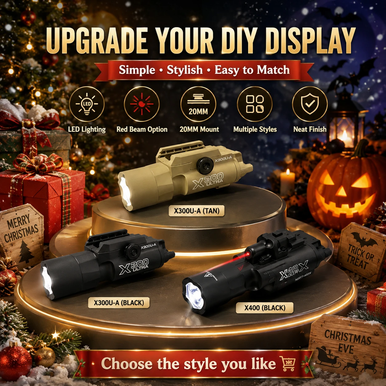 Easy Install X300 X400 LED Laser Decor Unit Universal 20MM Rail Bracket DIY Hobby Accessory