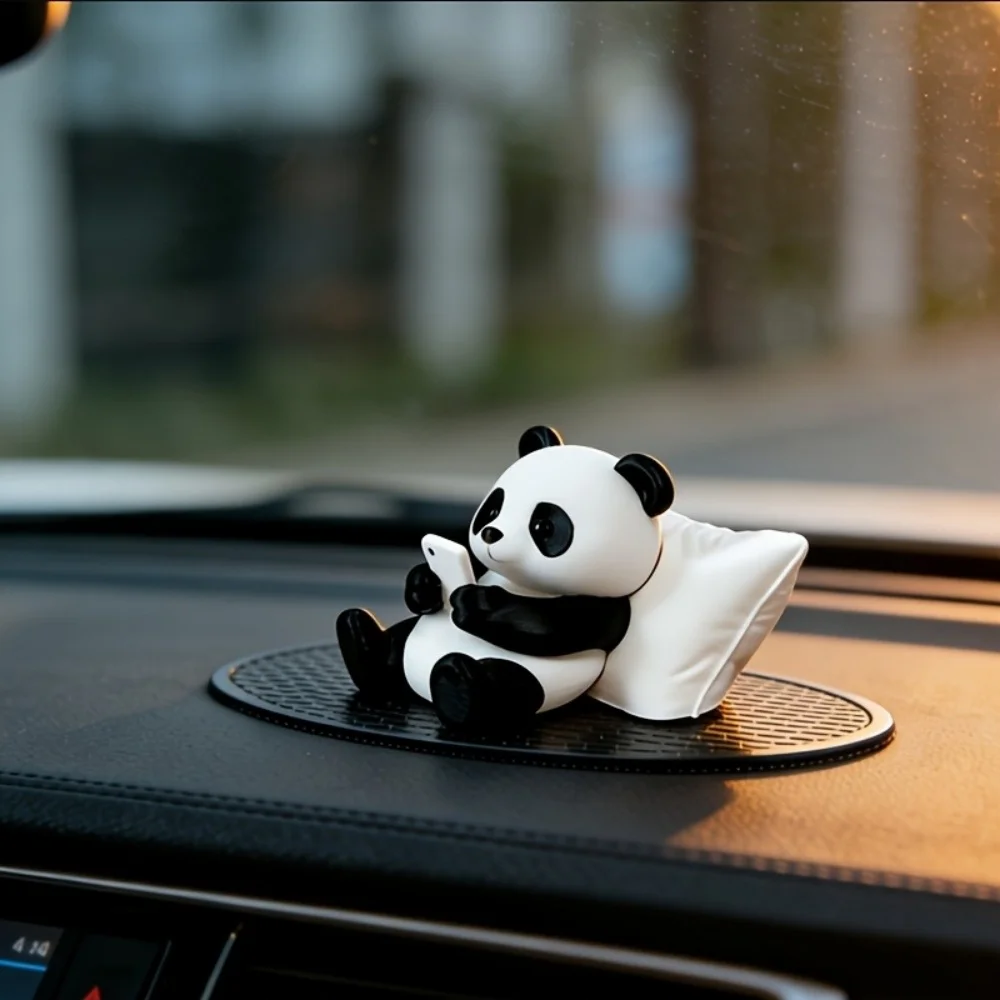 Panda Sculpture Ornament, Desktop Office Decoration, Car Decor, Creative Animal Model, Collectible Figurines, Car ornament