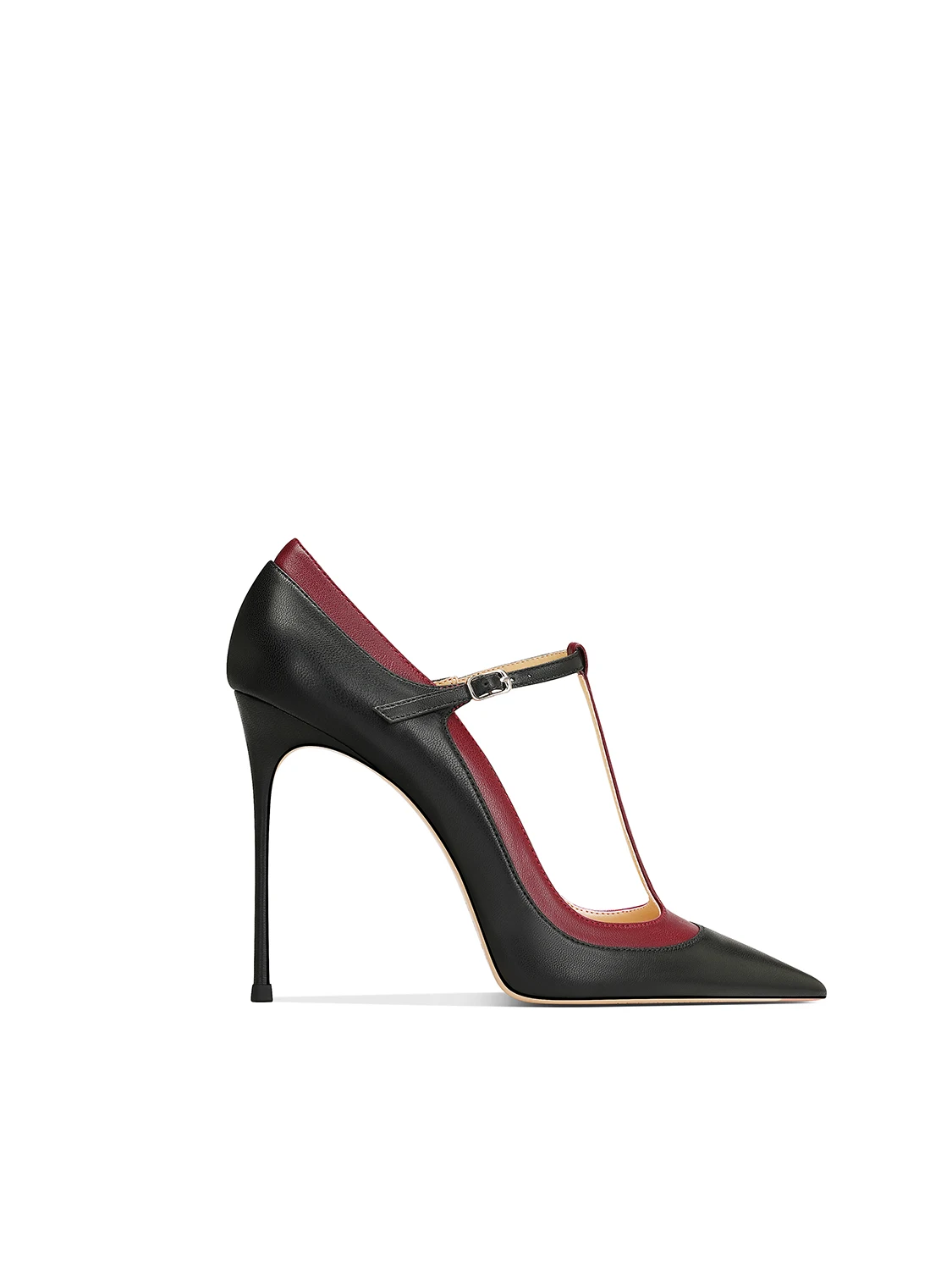 Burgundy Leather Premium Versatile Pointed Heel High Heels Women