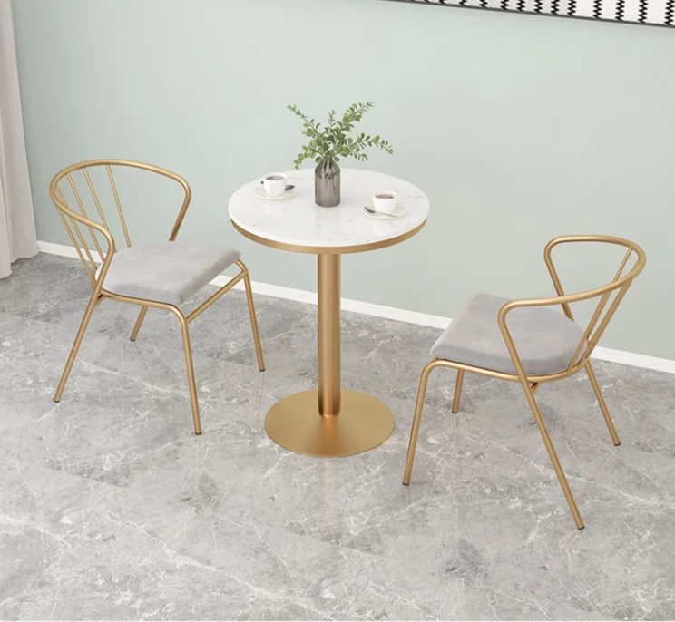 Nordic Marble Round Table Milk Tea Shop Dessert Shop Table and Chair Combination Household Simple Leisure Negotiation Table