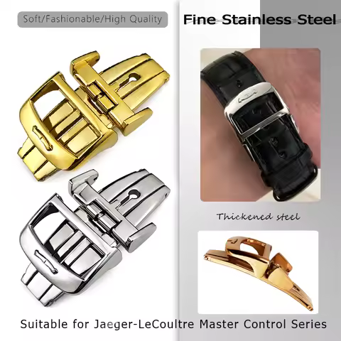 316L Stainless Steel 18mm Butterfly Clasp for Jaeger LeCoultre Master Leather Watch Strap Rose Gold Watchband Buckle Accessories