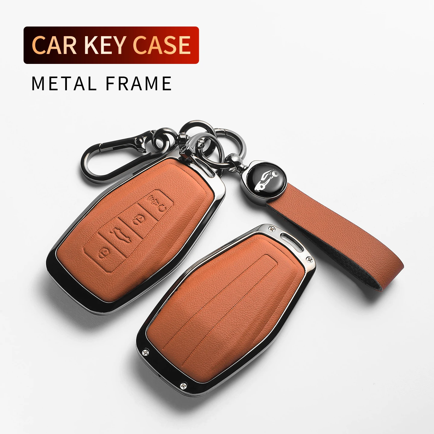 Car Key Case Cover for Geely Monjaro Starray Atlas Kavango Preface Metal Car Leather Key Anti-Scratch Shell Keyring Accessories