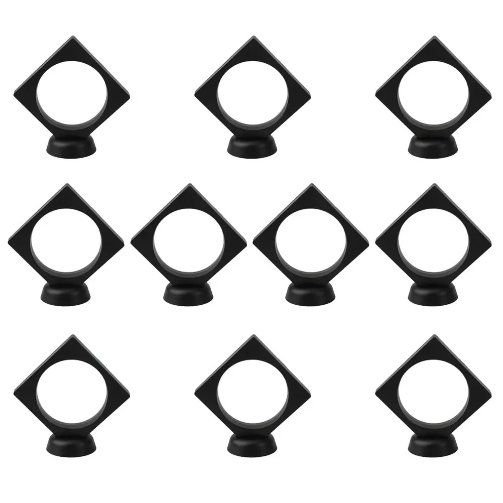

10Sets Black Plastic Transparent Jewelry Display Box Floating Frame Stand for Medals Coins Stamps Jewelry Specimen Desktop