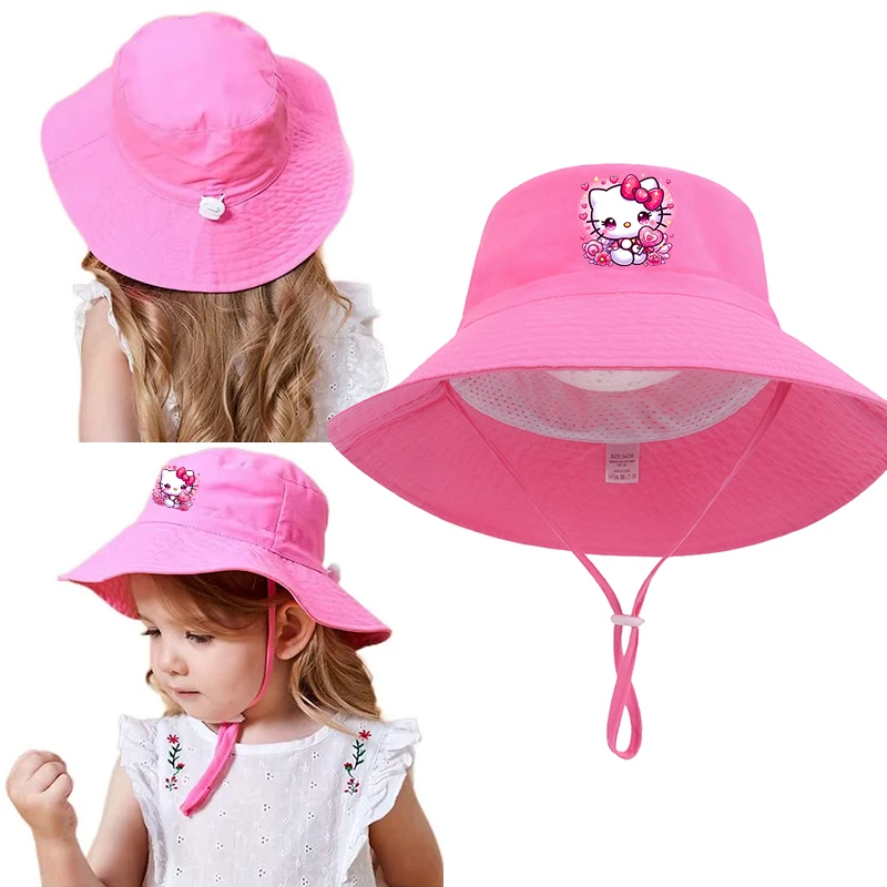 

Hello Kitty Hats for Girls Kids Summer SunHat Bucket Hats UV Protection Outdoor Beach Caps Fashion Panama Cap Fisherman Hat 2-6Y