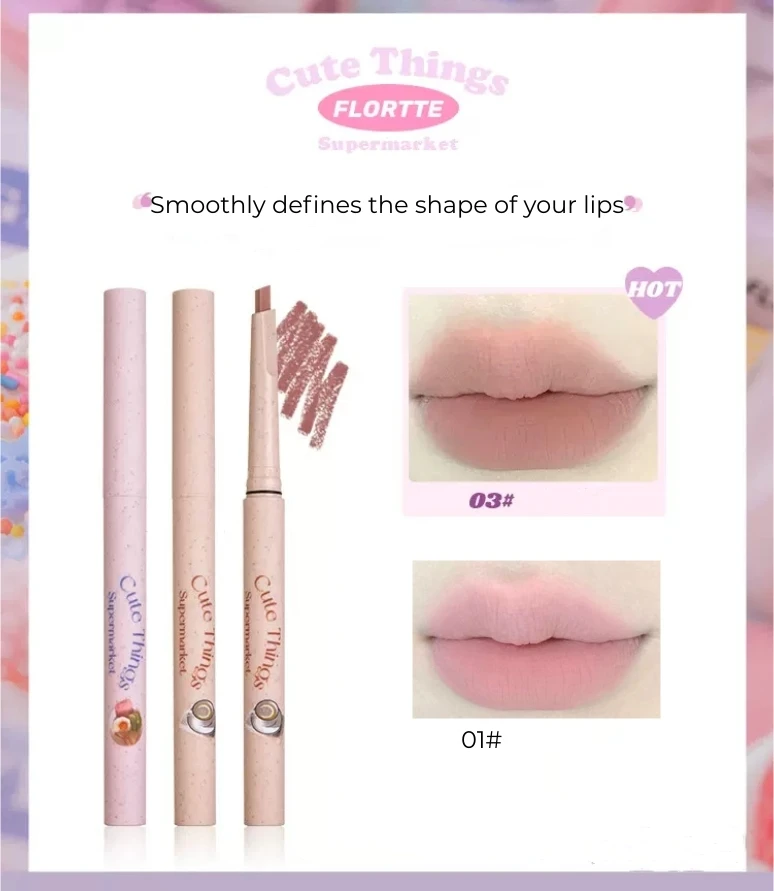 FLORTTE Lipstick Pencil Lip Liner Contouring Lip Shaping Nude Lip Pen Cover The Base Of Lip Color 5Colors Makeup