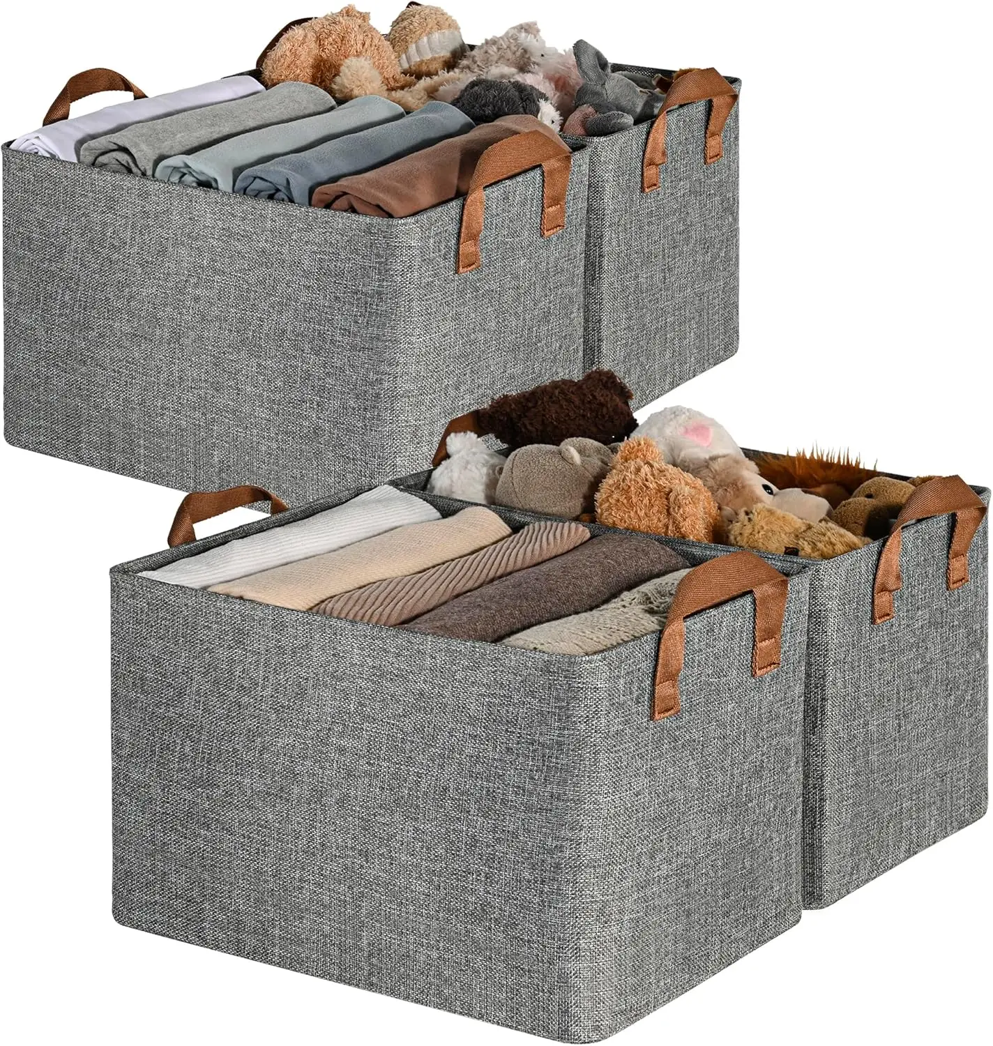 Storage Baskets for Closet, Extra Large Storage Bins with Metal Frame, Canvas Storage Baskets