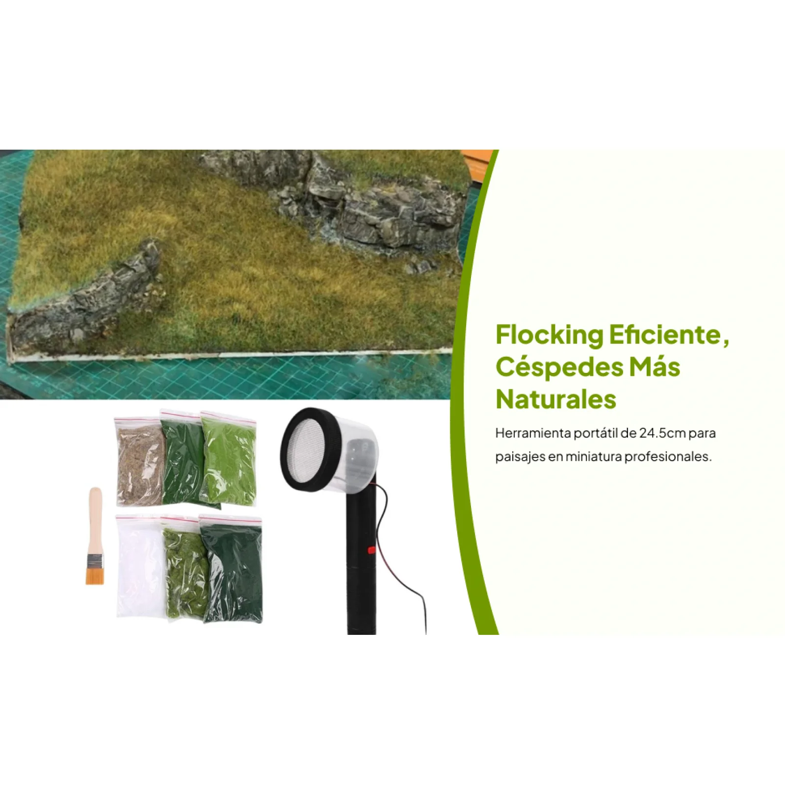 Statische grasapplicator Groene flocking gereedschapset voor tafeltuinmodelbouw Miniatuur landschapshandwerk