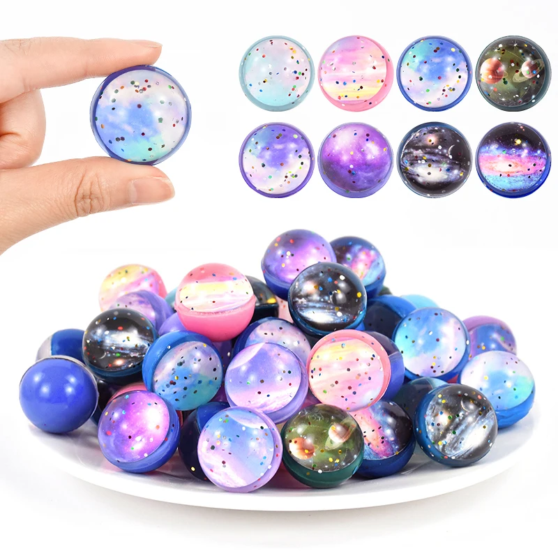 10/20Pcs 32mm Space Theme Glitter Bouncy Ball Toys Kids Birthday Party Favors Classroom Prizes Goodie Filler Pinata Guest Gift