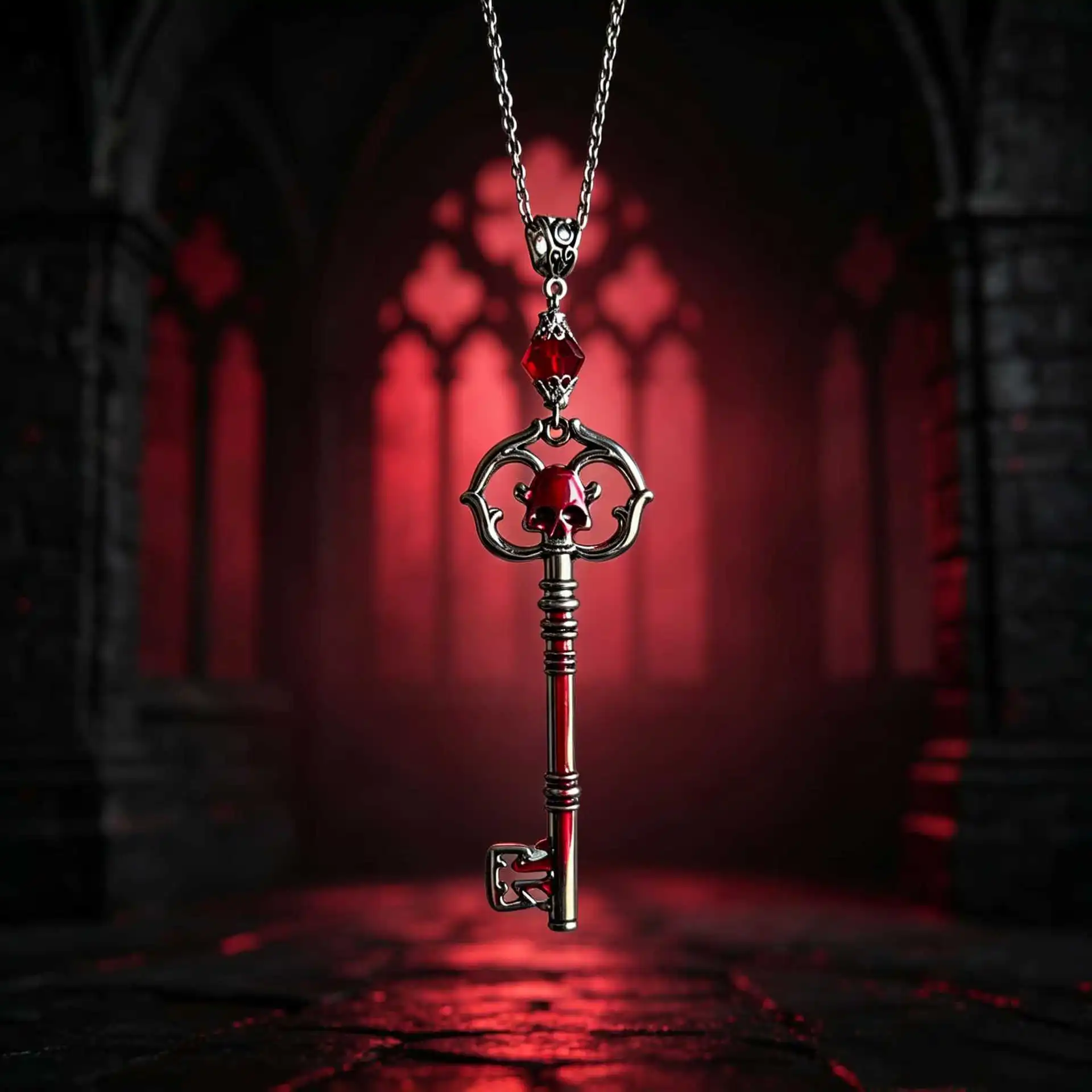 Blood Skull Key, Gothic jewelry, witchcraft accessories, red beads, Vintage, mysterious, terrifying, Choker for Women Man,Trendy