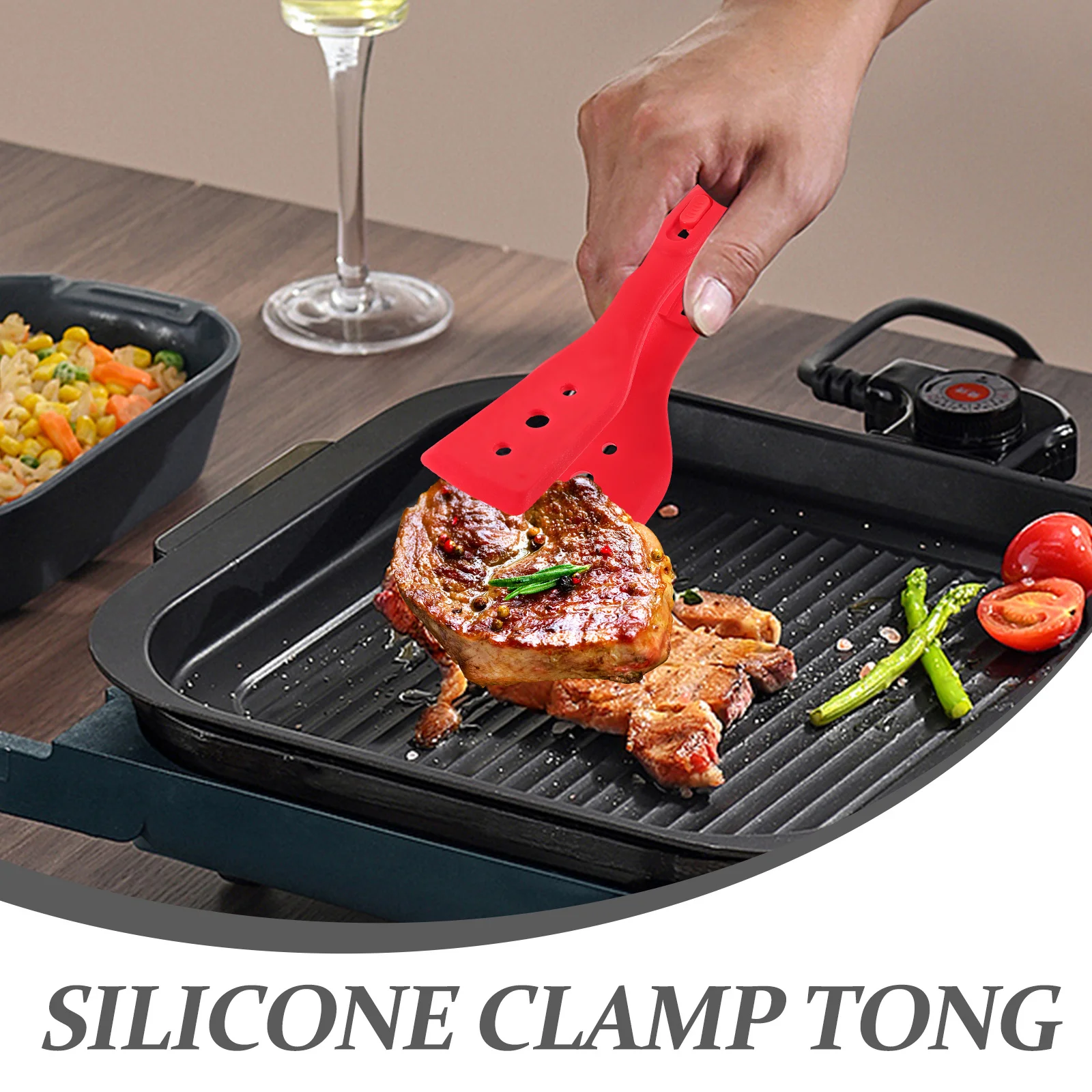 

Multi-Functional Silicone Kitchen Tongs for Fish Eggs Steak Compact Space Saving Cooking Tool Kitchen Clamp Tong