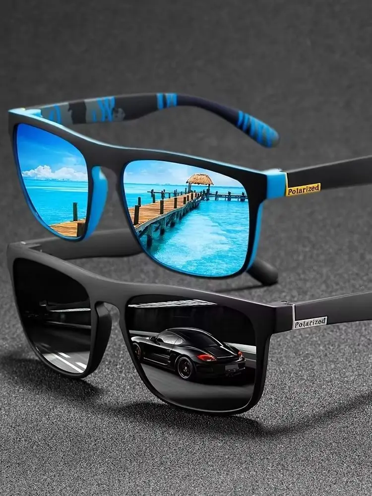 AliExpress 1/2/3/4PCS Men's Classic Square Polarized Sports Sunglasses Lightweight PC Frame UV400 Unisex Durability Driving Fishing Cycling
