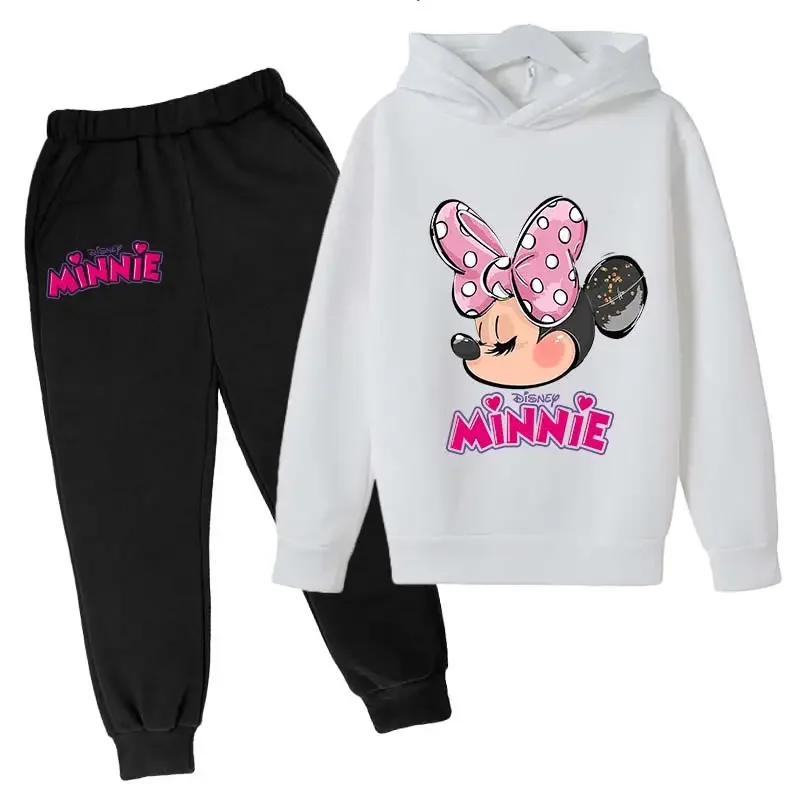 Set di vestiti per Minnie Mouse per neonate con tuta autunno inverno topolino felpe con cappuccio per bambini Set abbigliamento per neonato