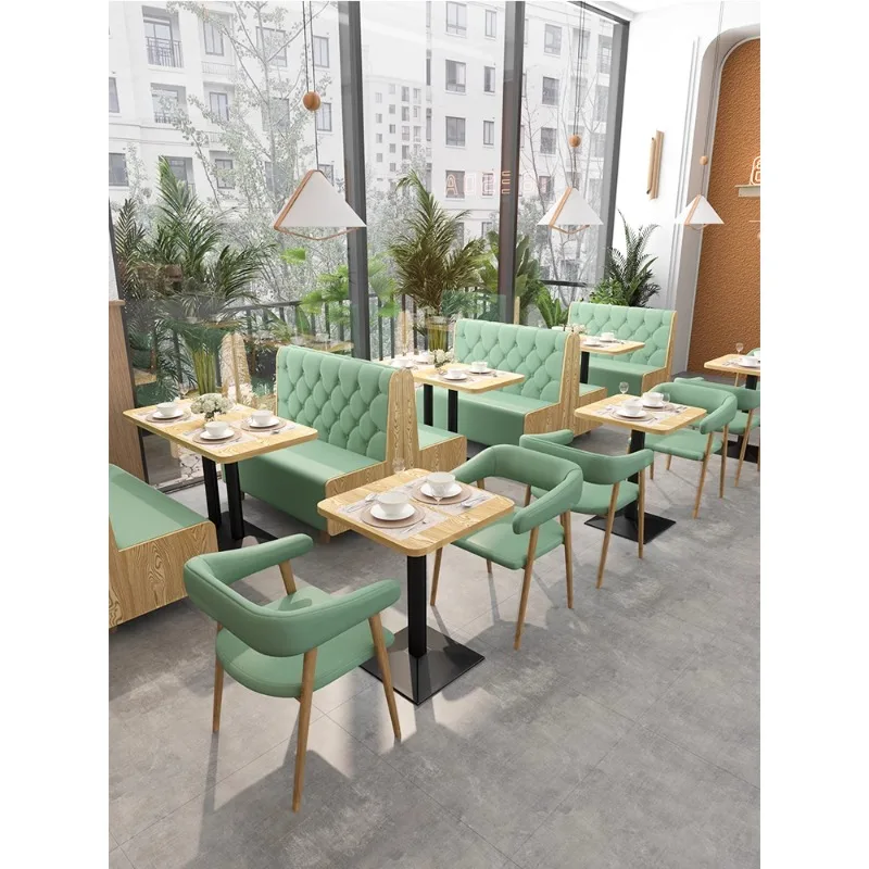 Milk tea shop table and chair dessert chair catering canteen commercial restaurant seat sushi burger meal card seat sofa combina