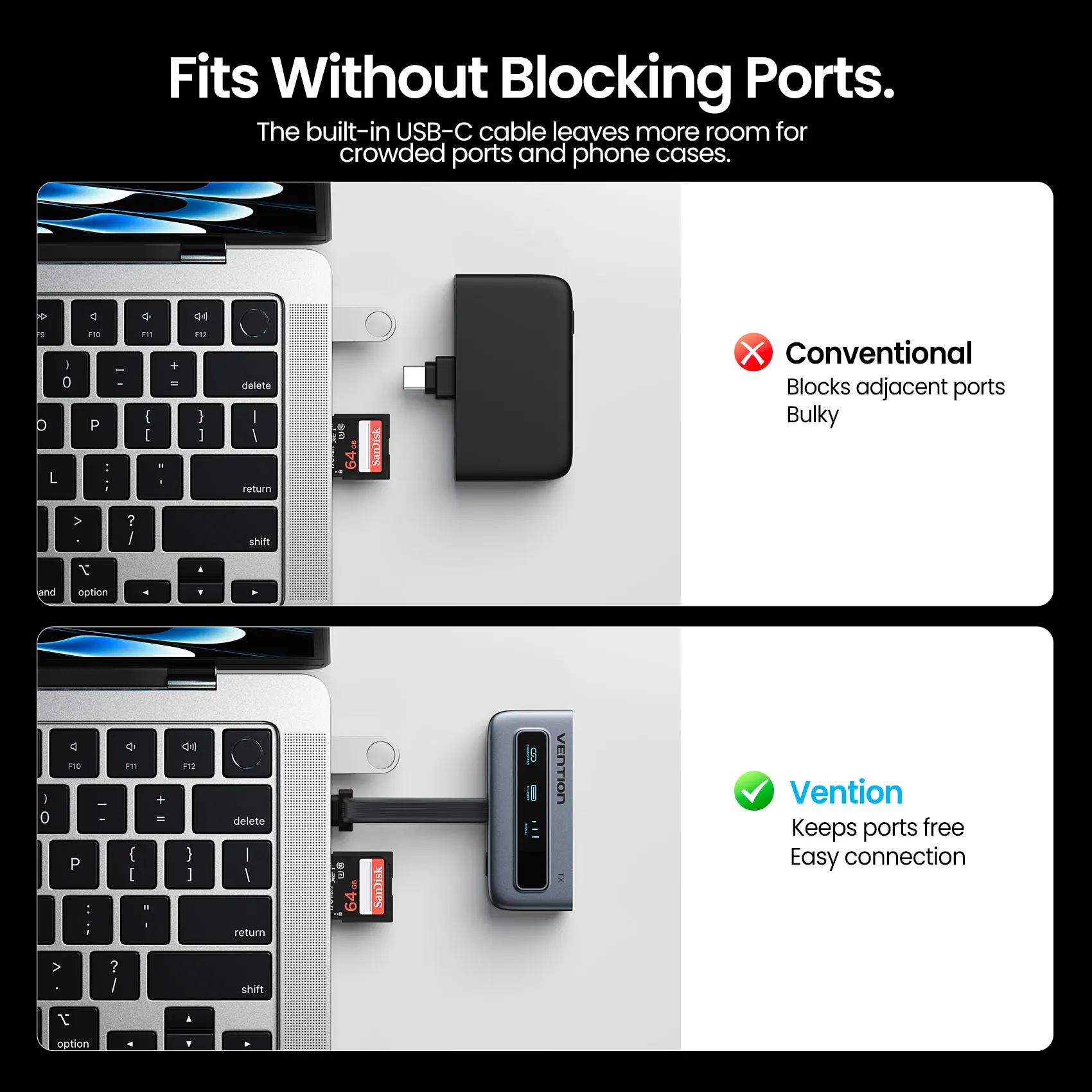 Vention 50M Bezprzewodowy Nadajnik i Odbiornik HDMI Plug & Play Zestaw Przedłużający 1080P@60Hz Wyświetlanie Wideo HD do PC Laptopa Projektora — zdjęcie produktu 5