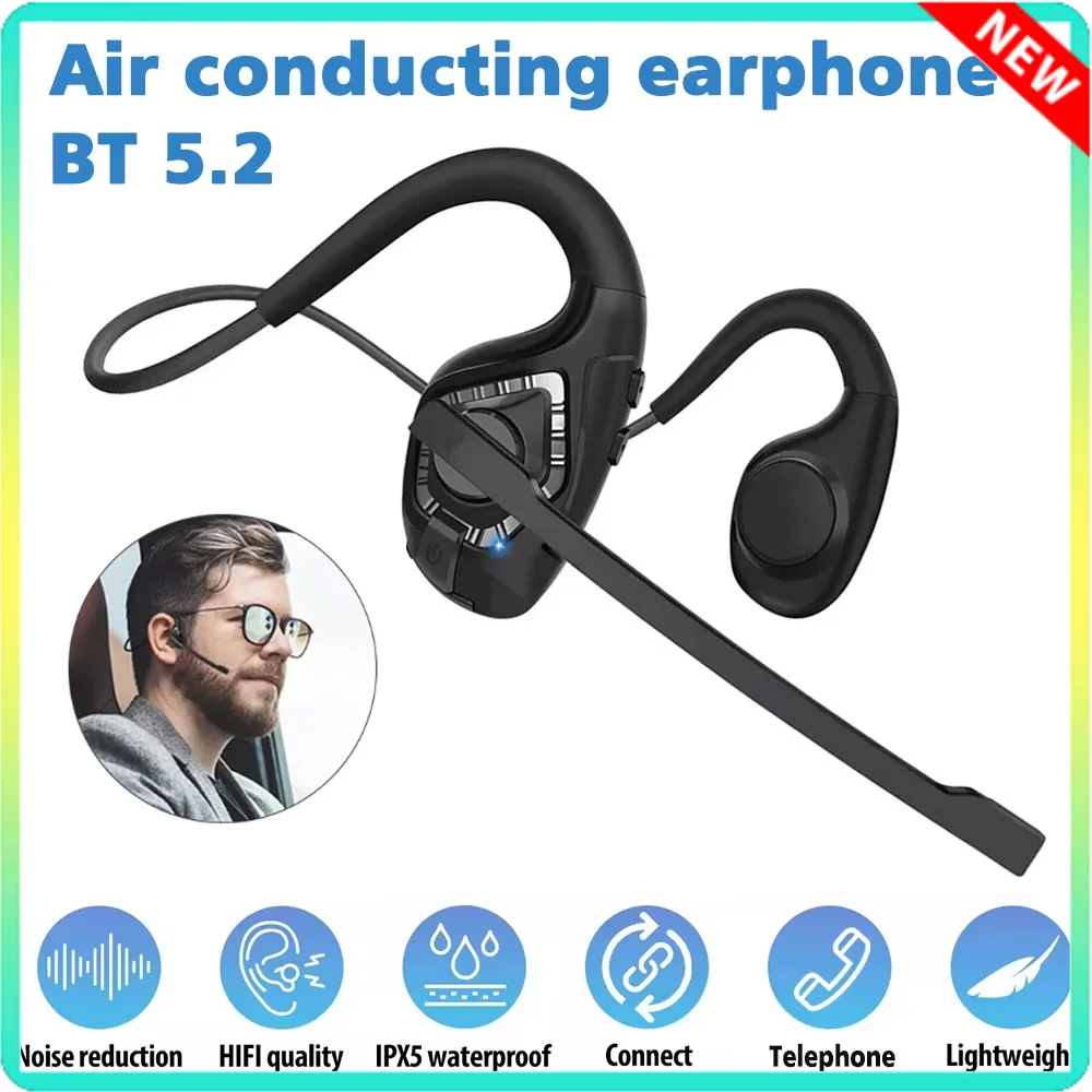 Open-Ear Headsets Wireless Bluetooth 5.2 Headsets with Microphone Open Ear Trucker Headphones for Cell Phones Business Office No