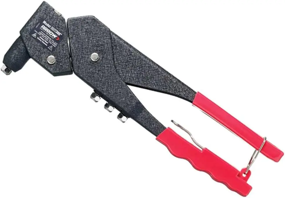 Arrow RHT300 One-Handed Rivet Tool for Metal, Fabric, Leather - Manual, Fits 1/8', 3/16', 5/16' Rivets