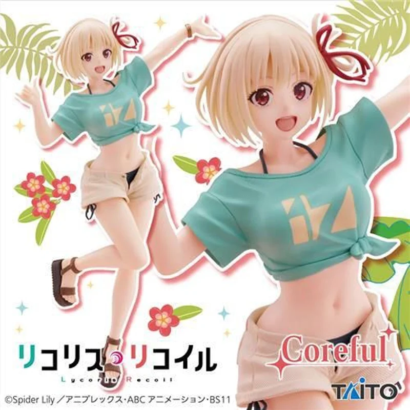 18cm Taito Coreful Lycoris Recoil Nishikigi Chisato Hawaii State Ver Pvc Anime Action Figures Model Cute Collection Toys Gifts