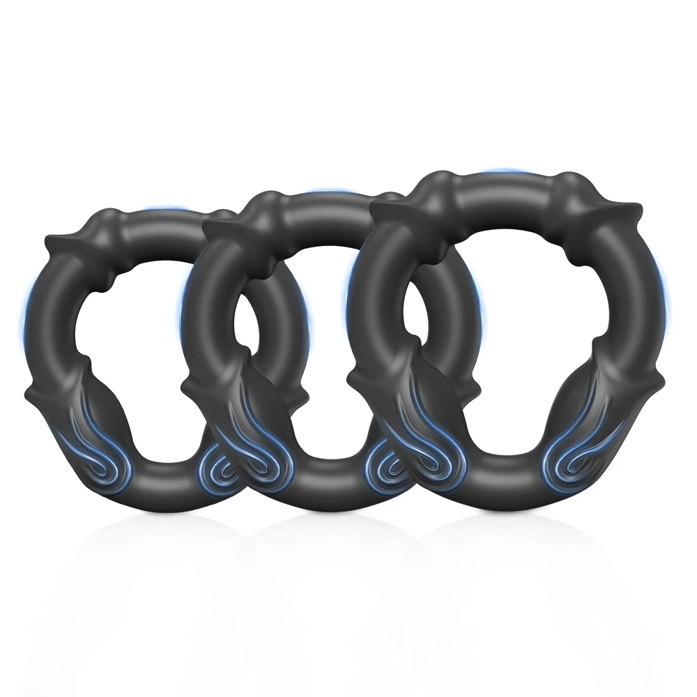3 PCS Sizes Silicone Penis Rings Male Cock Ring for Erection Enhancing Long Lasting Stronger Adult Sex Toys for Men Couples 18+