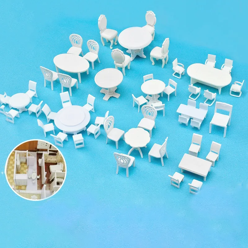 1/25 1/50 1/75 1/100 Miniatures for Scale Model Building Interior Scene Dollhouse Furniture Model Table Chair Construction Toy