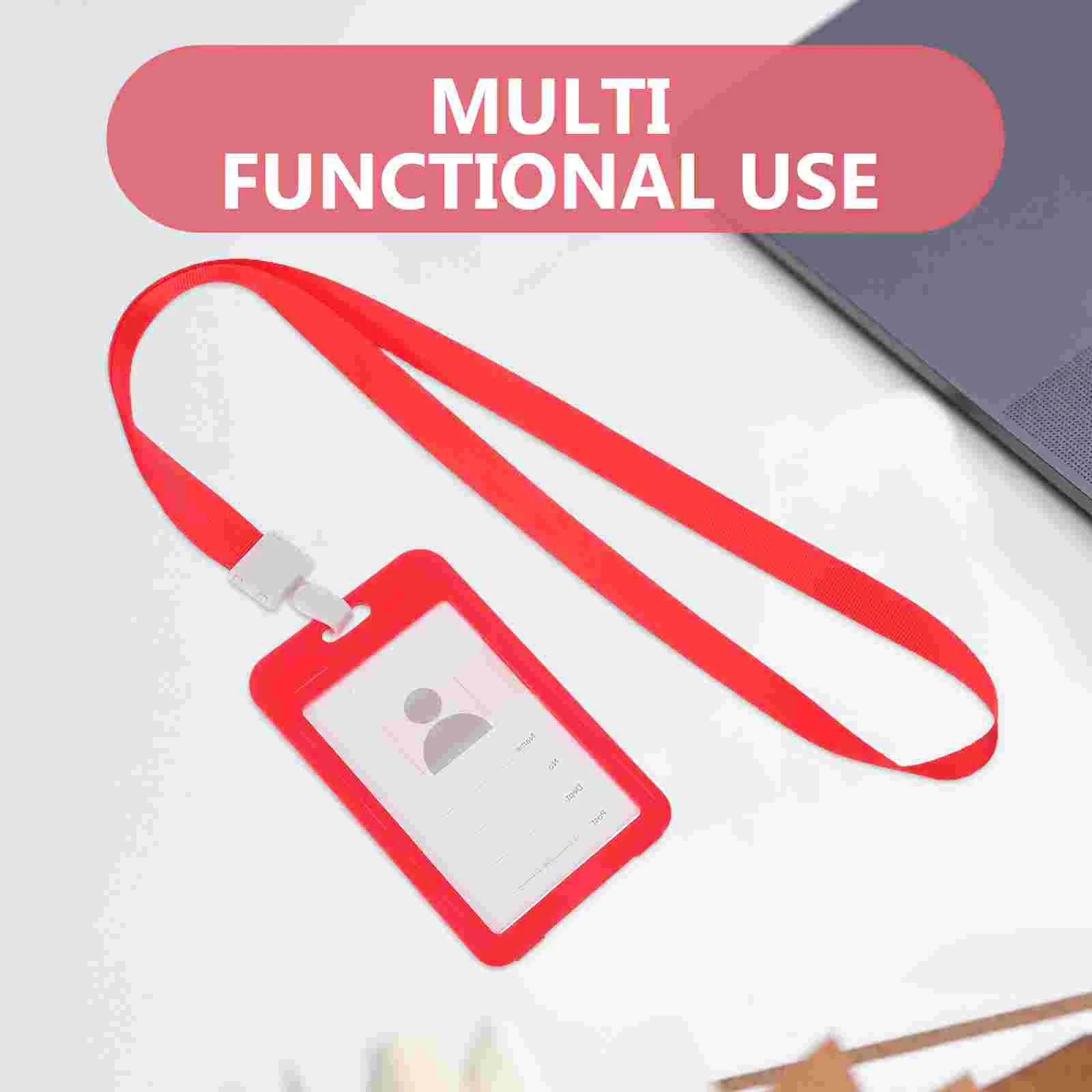 9pcs Card Holder Lanyard Dual Sided ID Badge Pocket for Staff License Office Plastic Transit Pass Holder