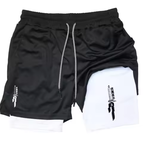 2024Berserk Men's Sports Shorts 2 in 1, Quick-drying Running Shorts, Gym and Fitness Training Double-layer Shorts for Men