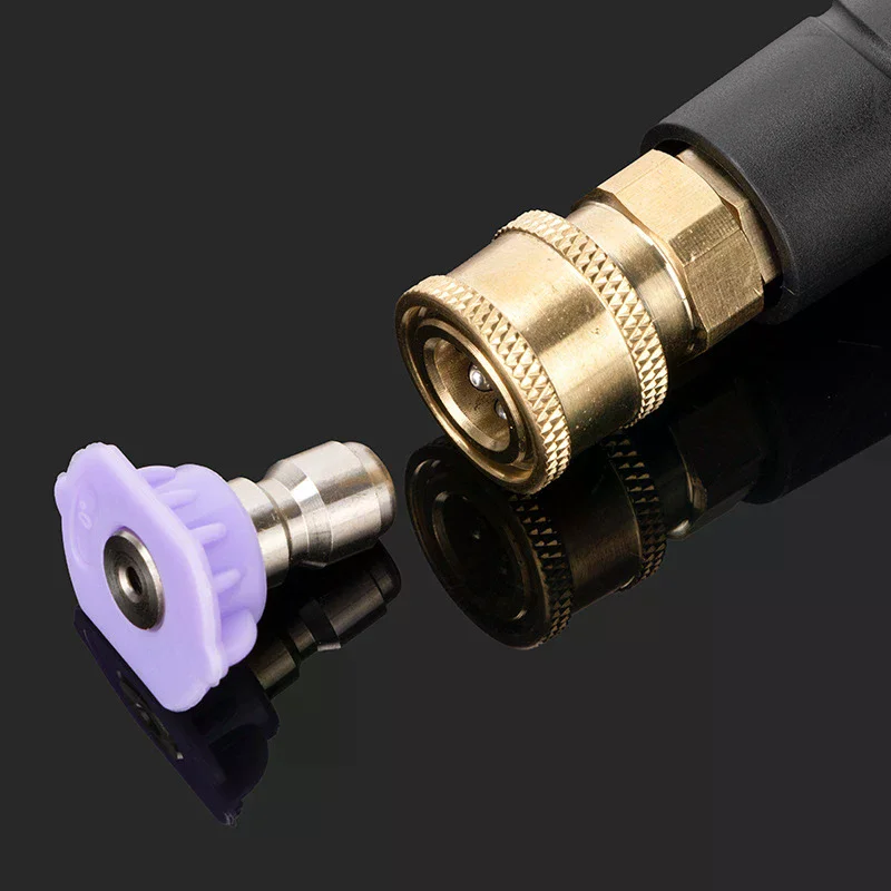 Purple Plant 4-direction Water Discharge Nozzle With 1/4 Inch Quick Connector High Pressure Washer Mist Nozzle Tips